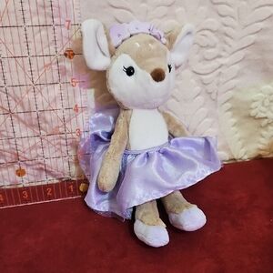 Plush Deer Toy with Purple Dress Amelia Fawn Douglas 9 Inch Tall